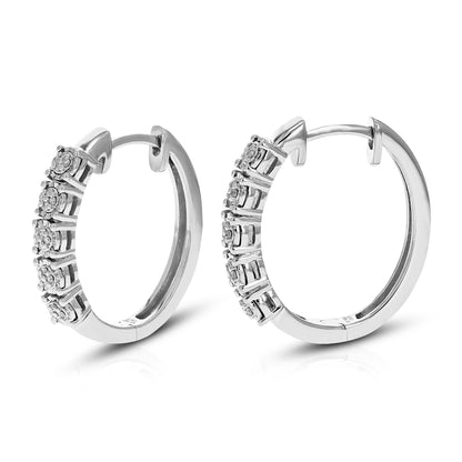 Composite Round Diamond Hoop Earrings