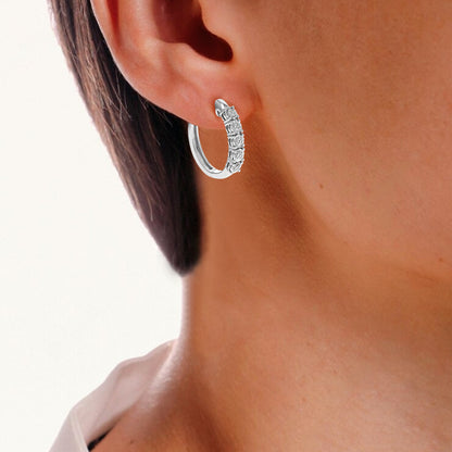 Composite Round Diamond Hoop Earrings