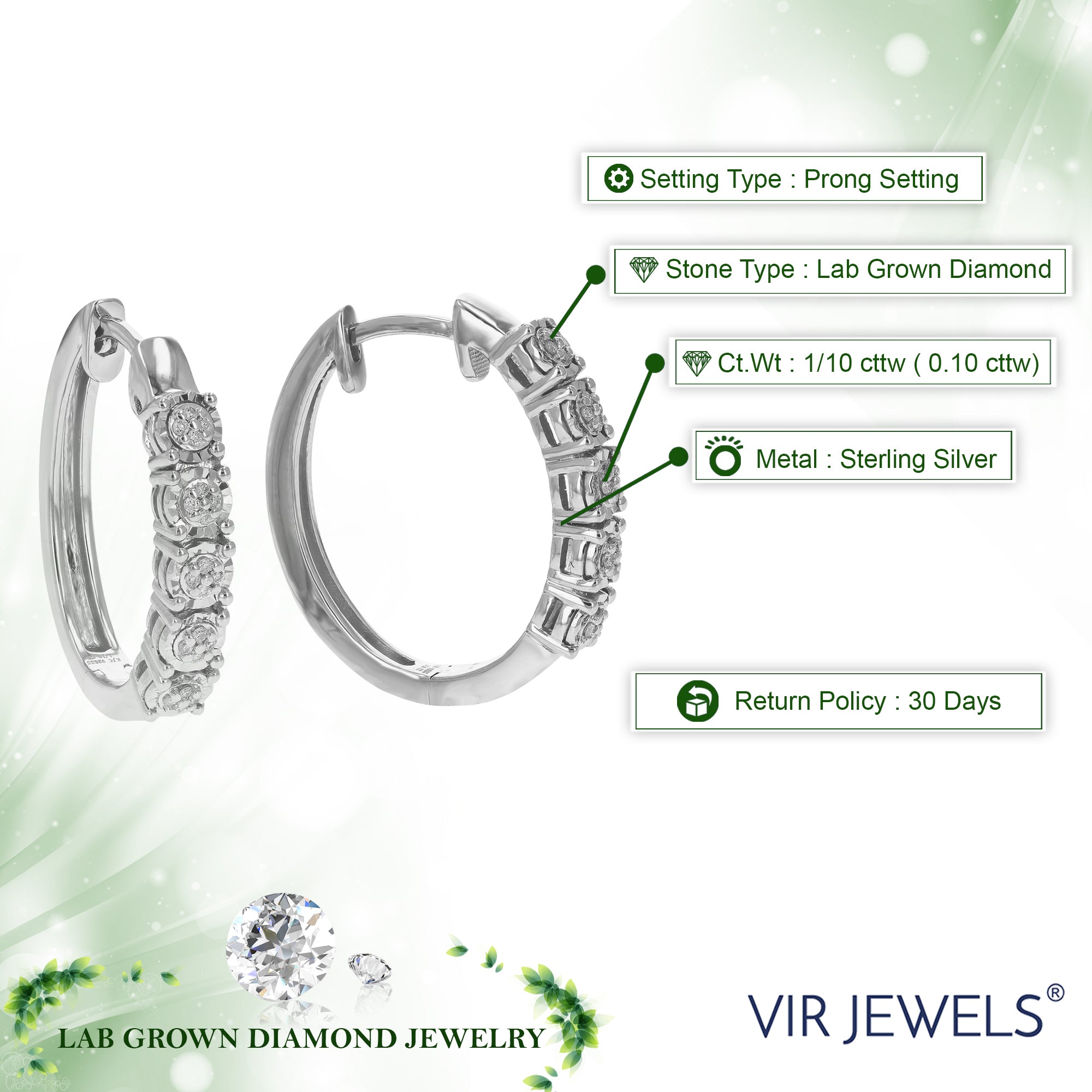 Composite Round Diamond Hoop Earrings