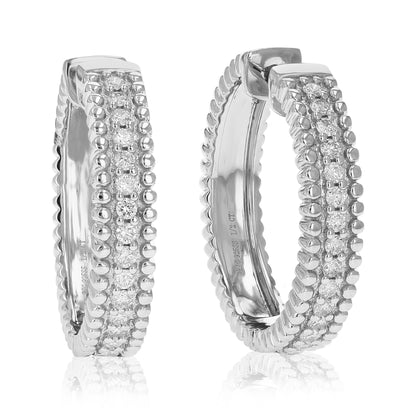 Fashion Prong Diamond Hoop Earrings