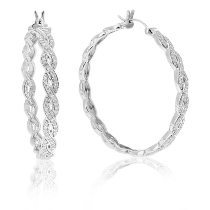 Braided Diamond Hoop Earring