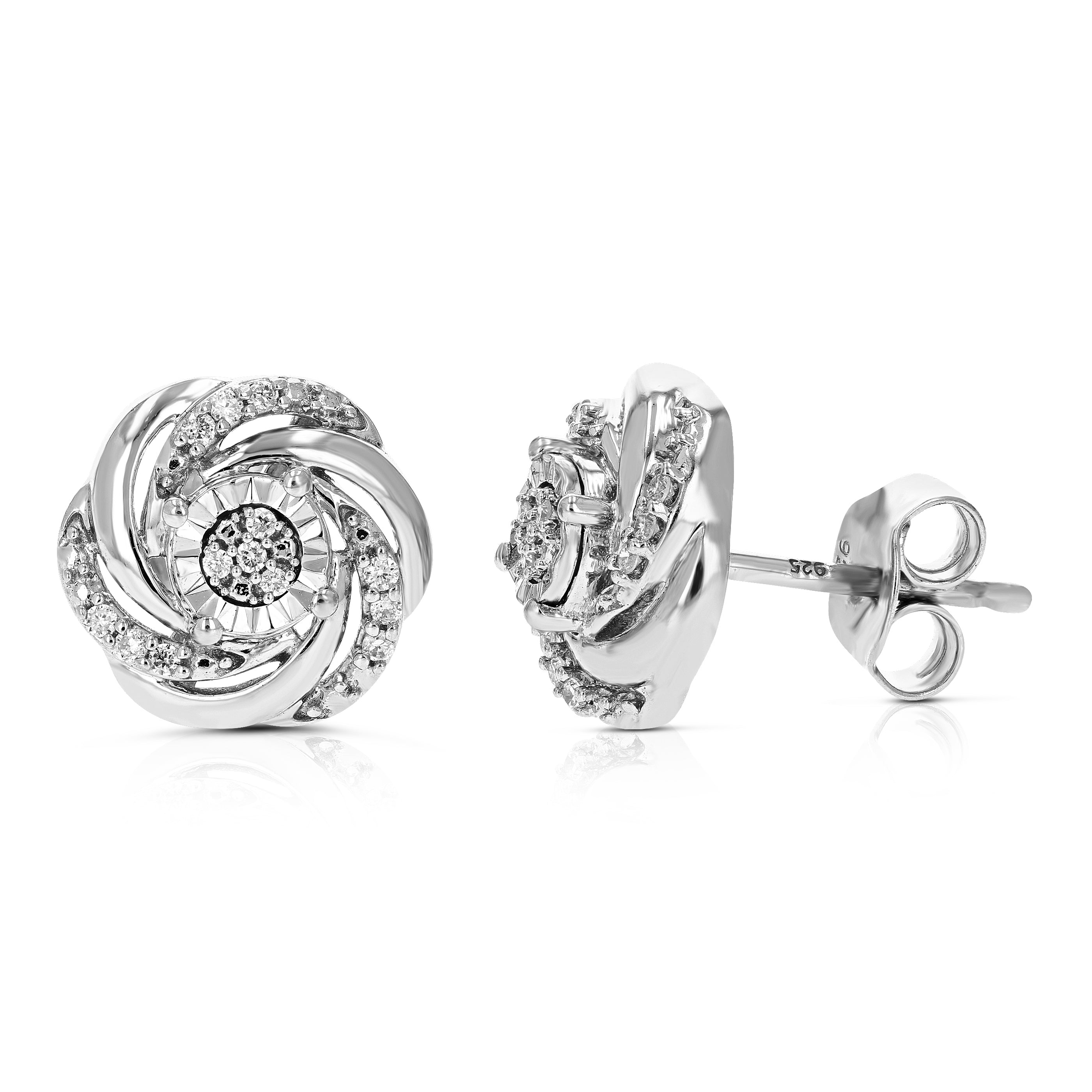 Swirl Composite Diamond Stud Earrings