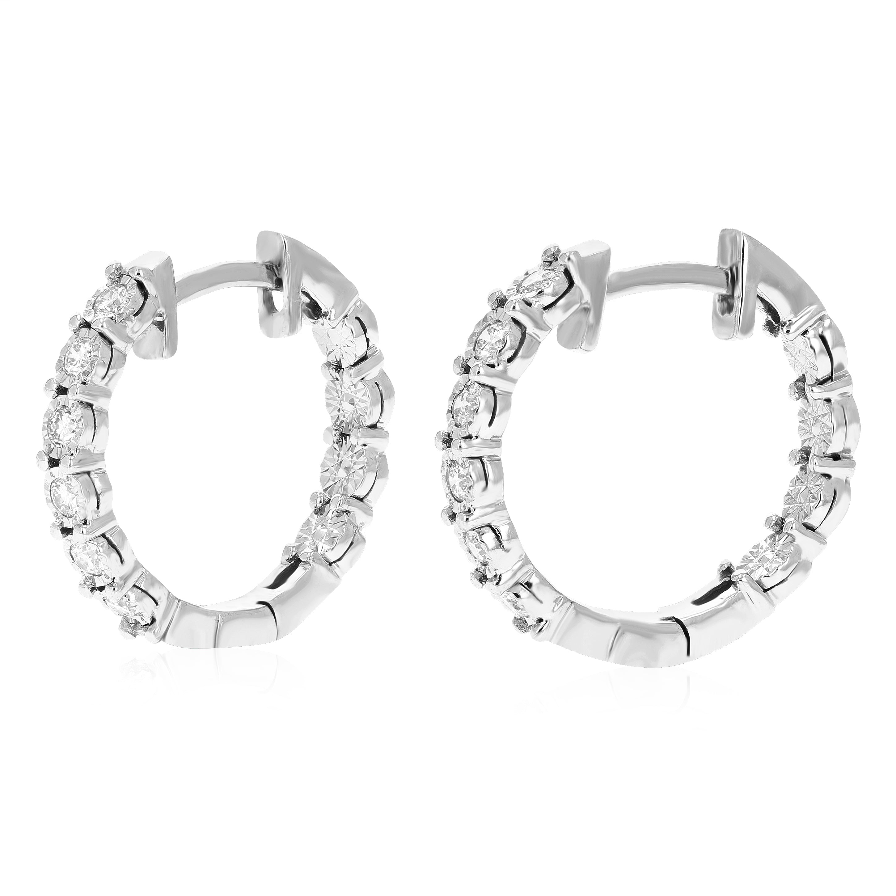 Composite Round Diamond Hoop Earrings