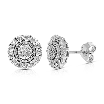 Prong Halo Diamond Stud Earrings