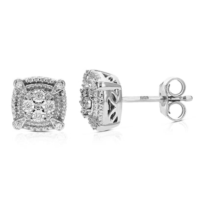 Cushion Composite Diamond Stud Earrings