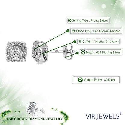 Cushion Composite Diamond Stud Earrings