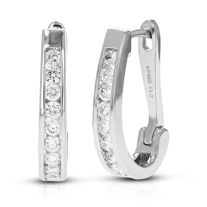 Channel Huggie Diamond Hoop Earrings