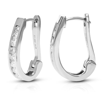 Channel Huggie Diamond Hoop Earrings