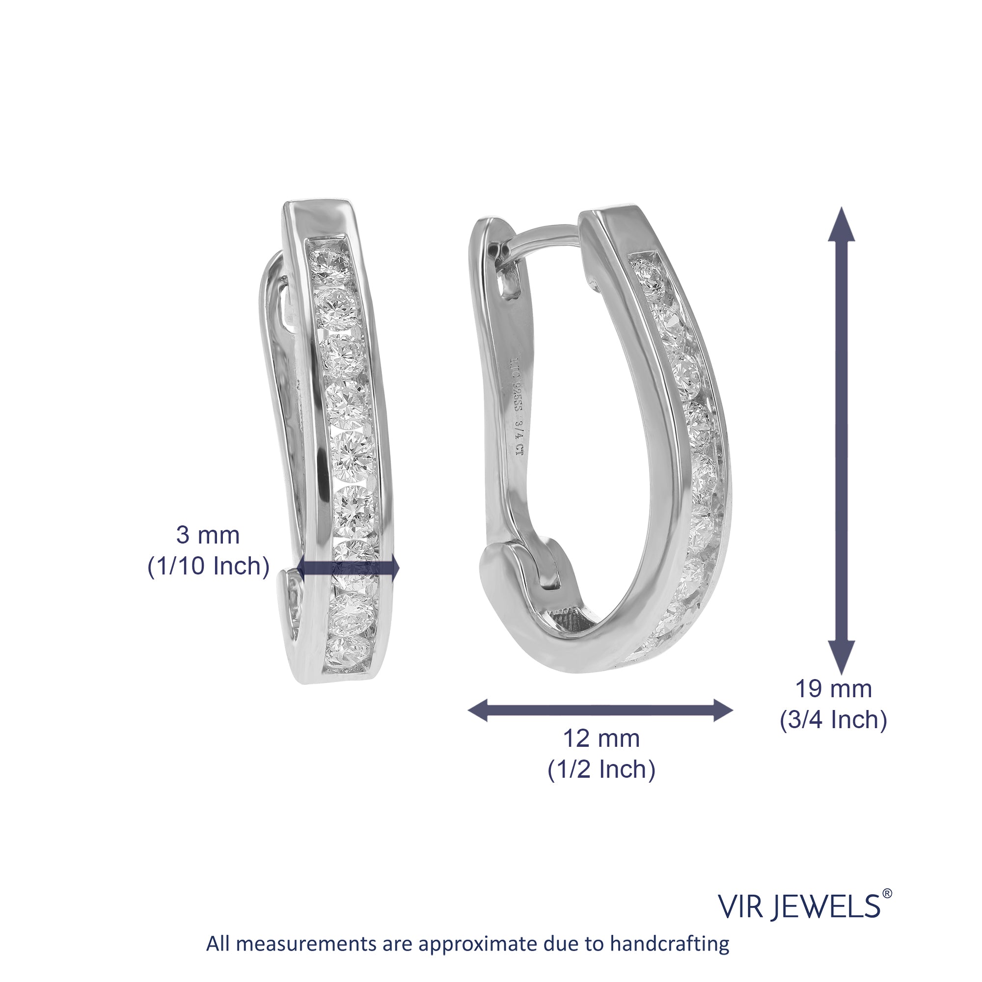 Channel Huggie Diamond Hoop Earrings