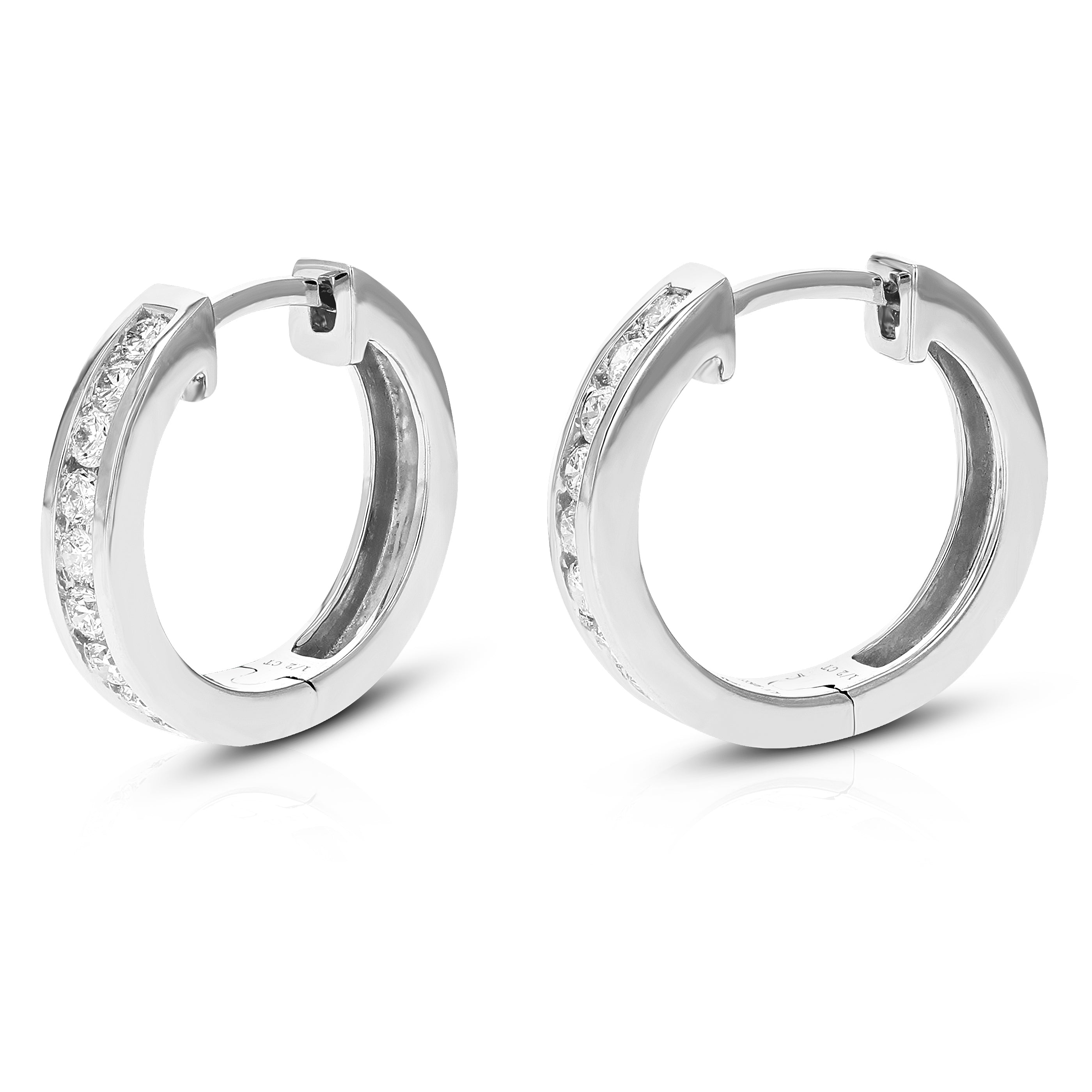 Channel Round Diamond Hoop Earrings