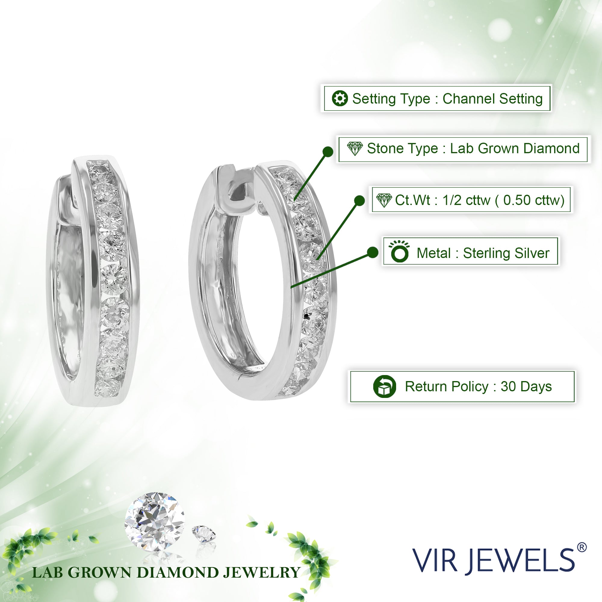 Channel Round Diamond Hoop Earrings