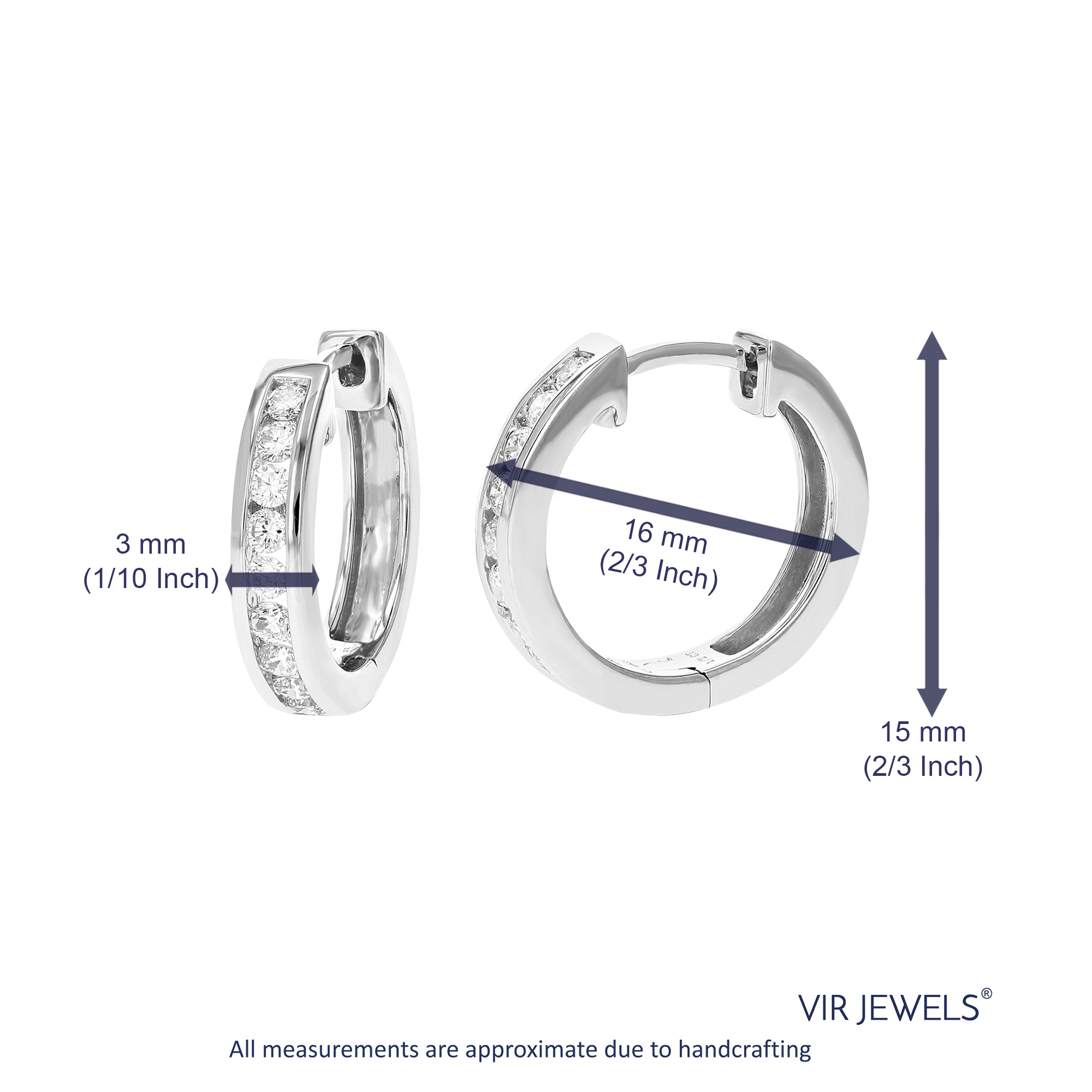 Channel Round Diamond Hoop Earrings