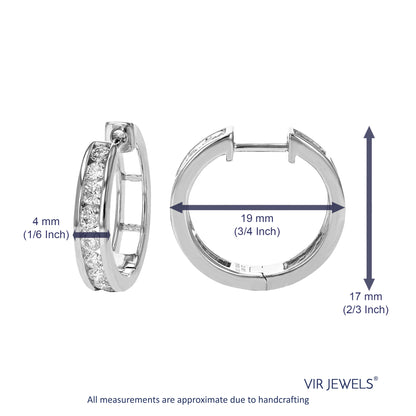 Channel Round Diamond Hoop Earrings