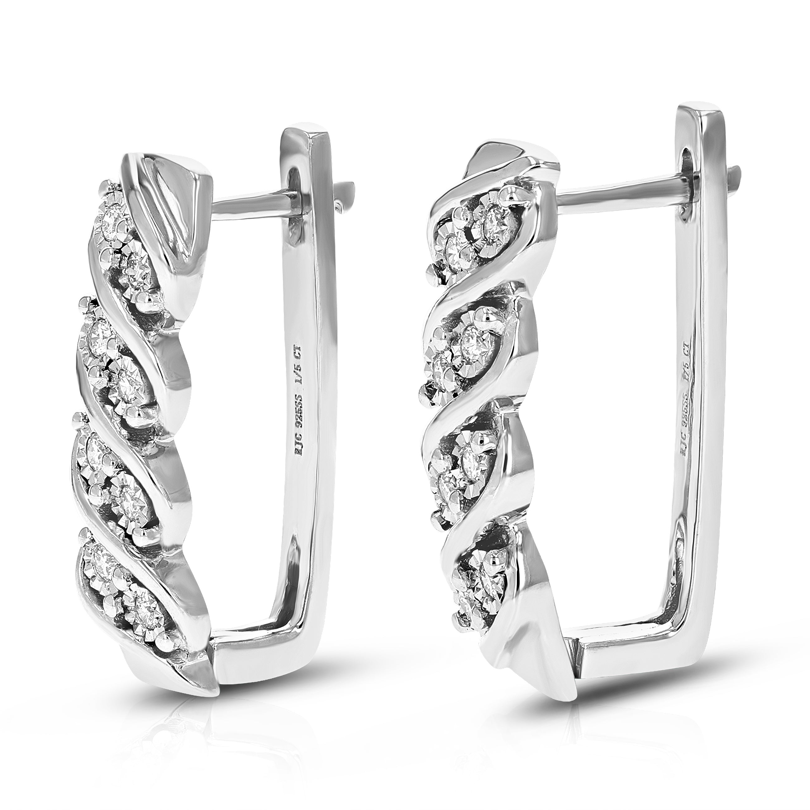 Twisted Channel Diamond Hoop Earrings