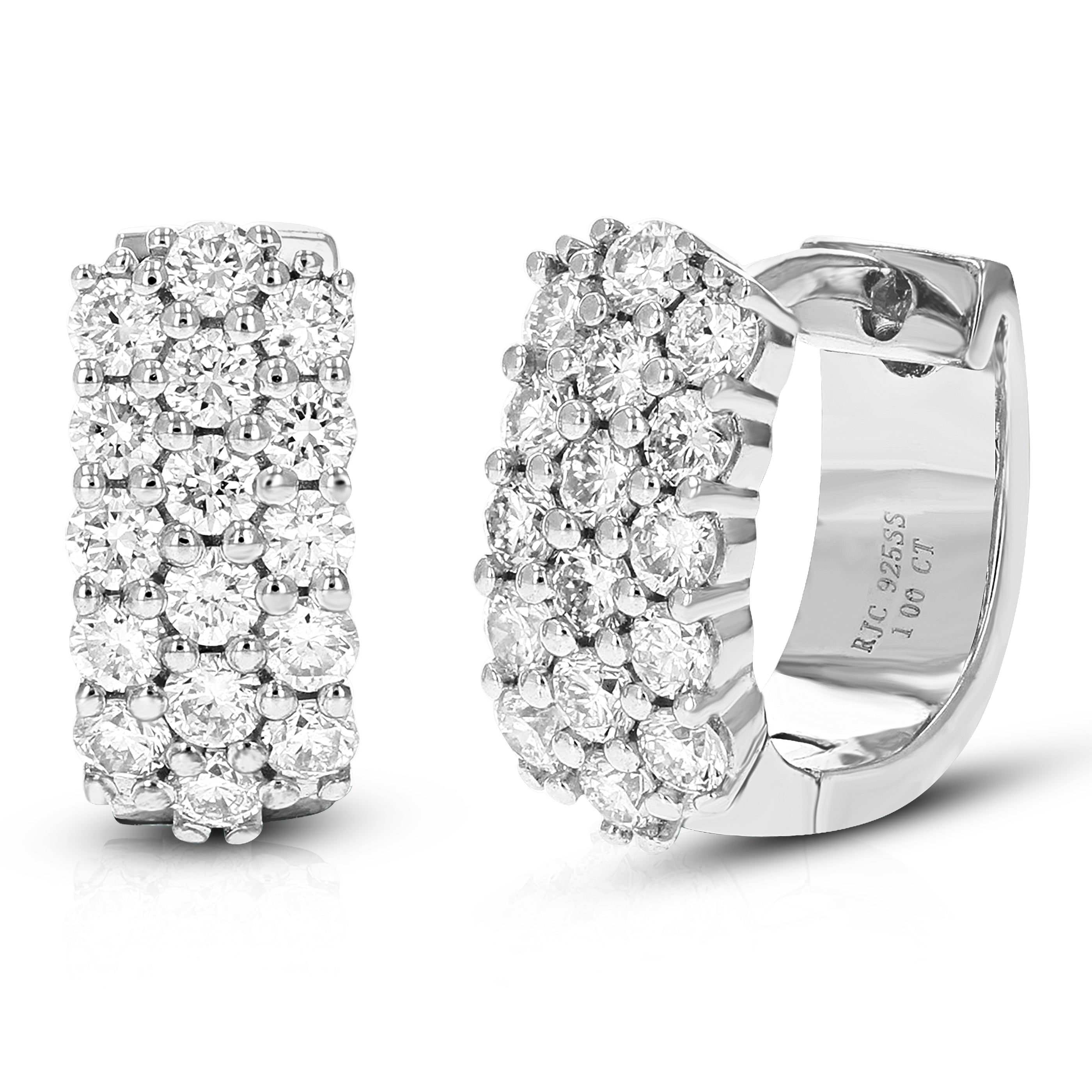 Staggered Diamond Huggie Hoop Earrings