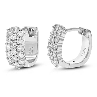 Staggered Diamond Huggie Hoop Earrings