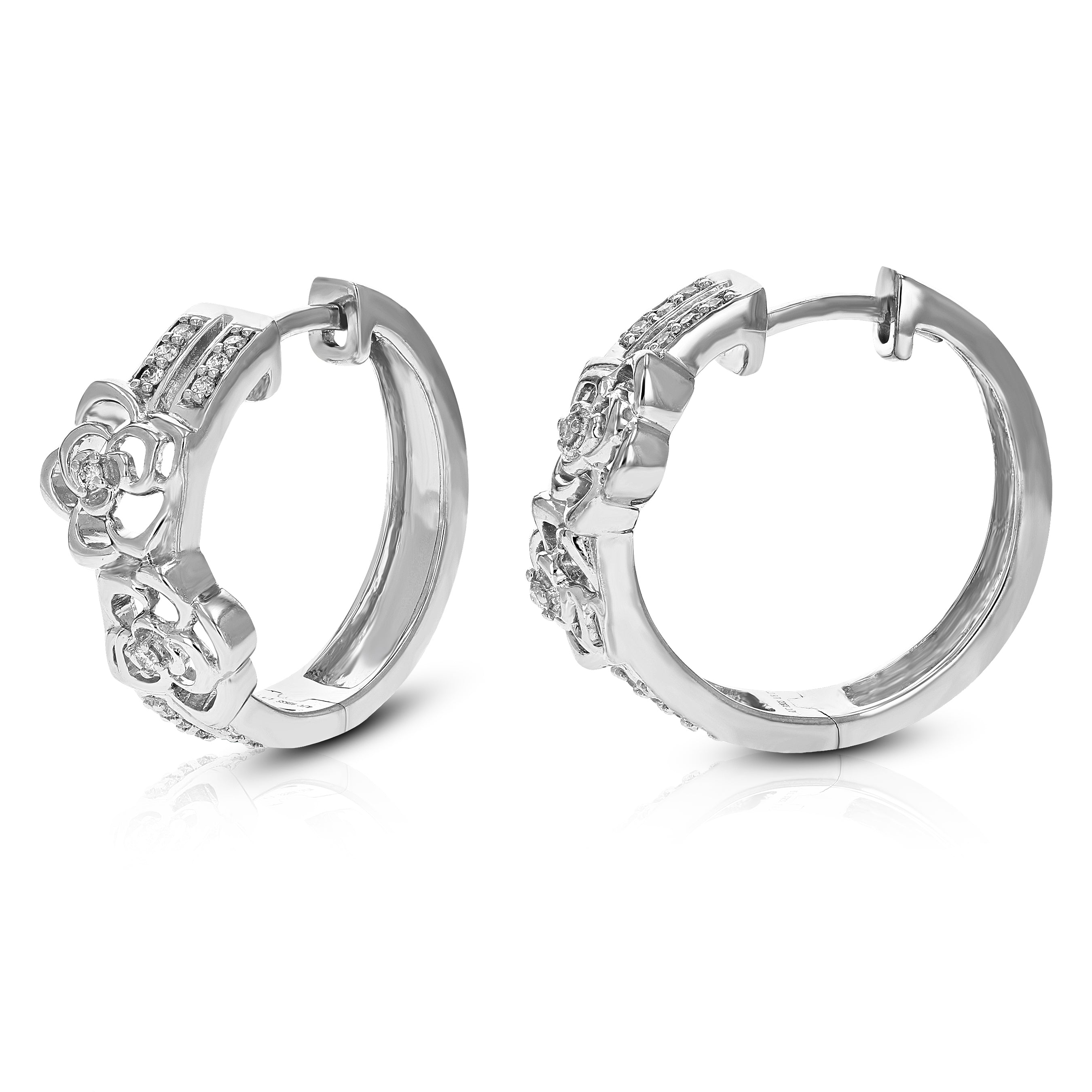 Flower Diamond Hoop Earrings