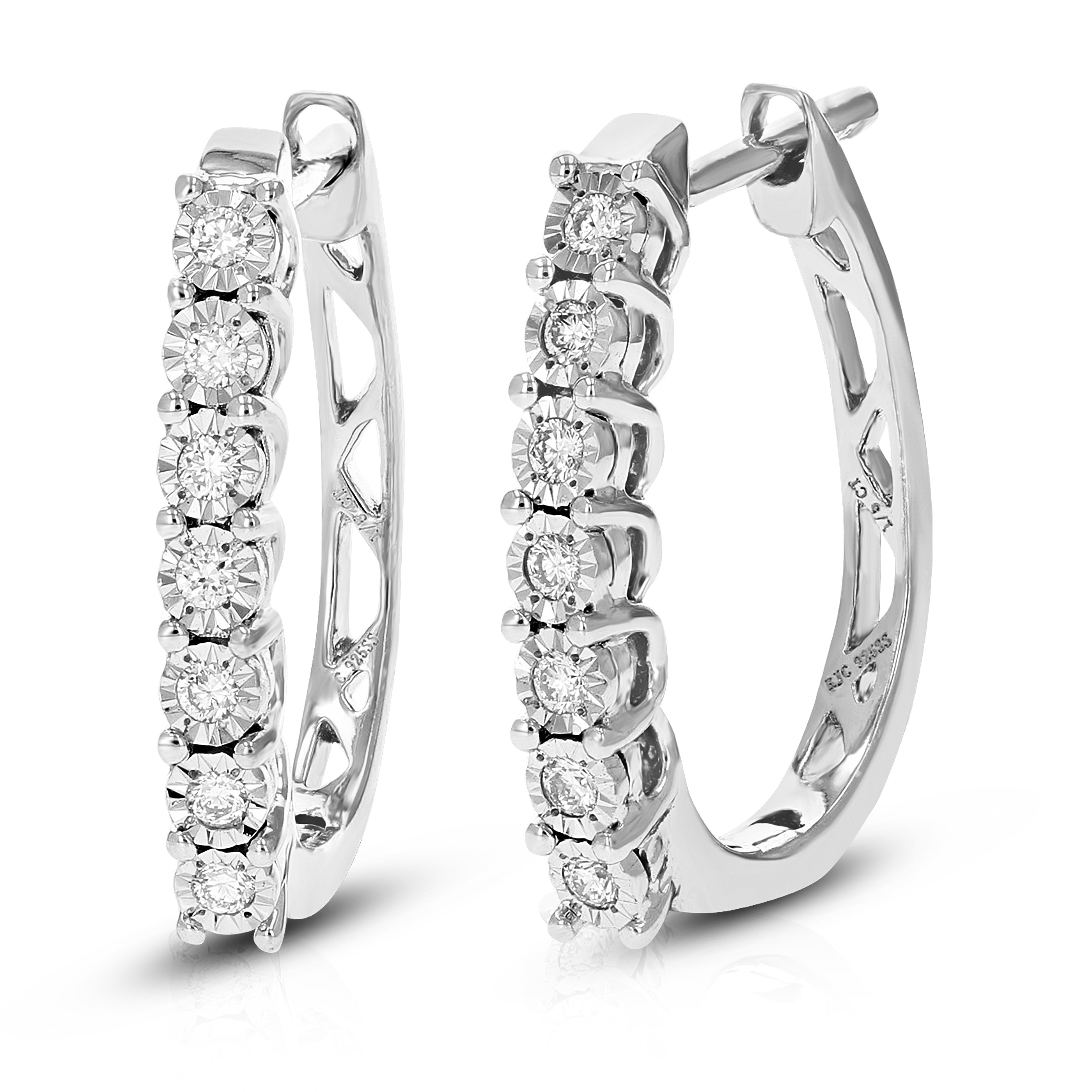 Round Prong Diamond Huggie Earrings