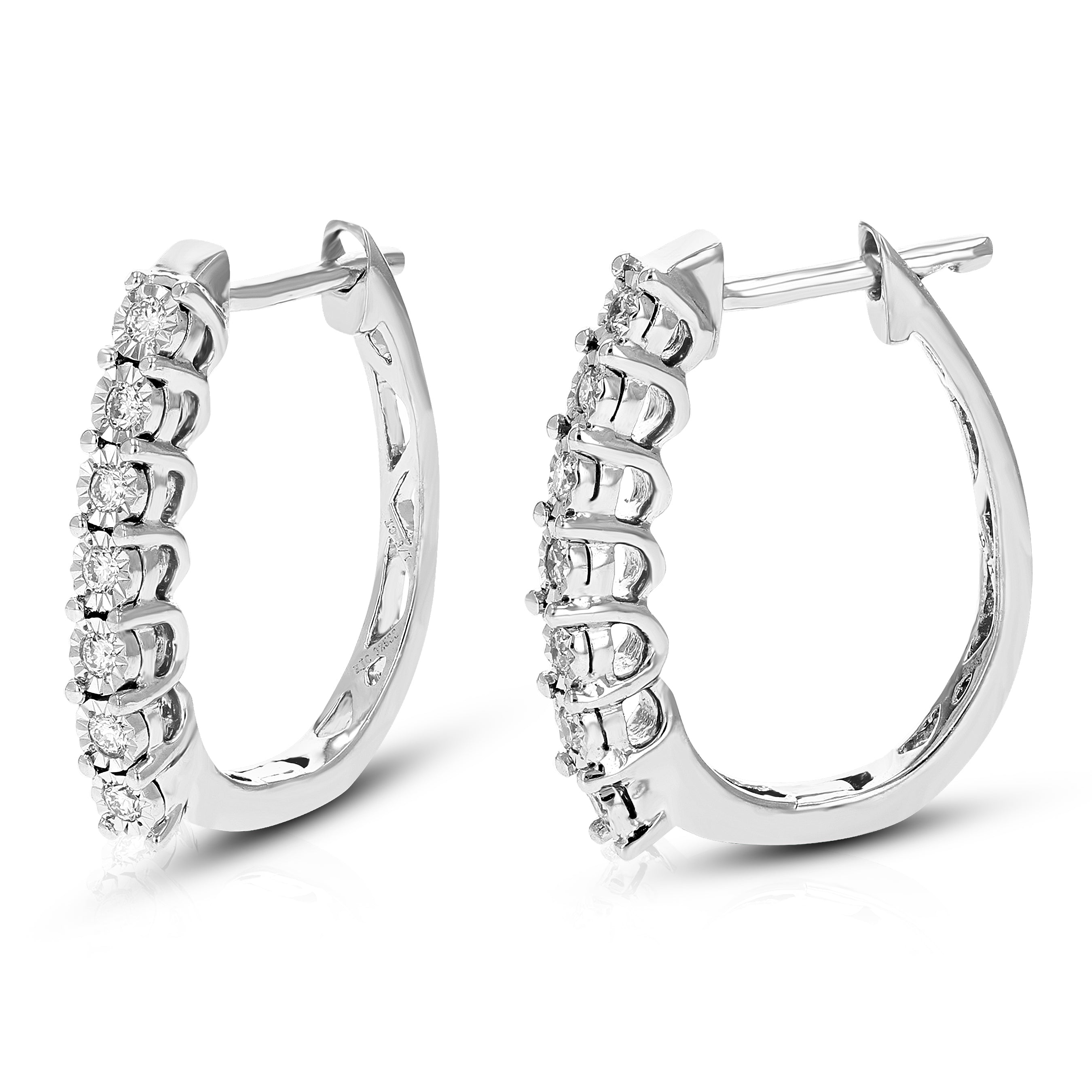 Round Prong Diamond Huggie Earrings