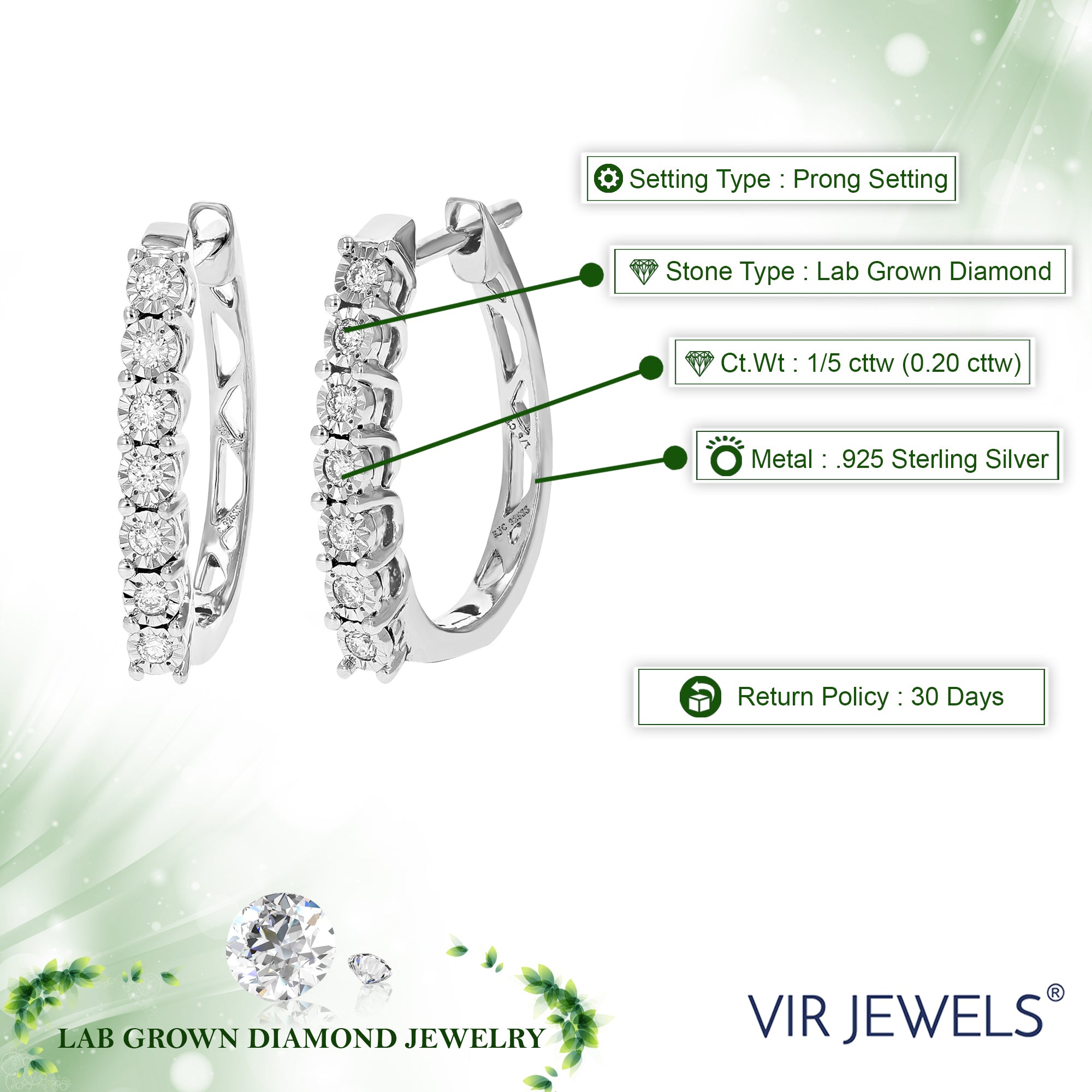 Round Prong Diamond Huggie Earrings