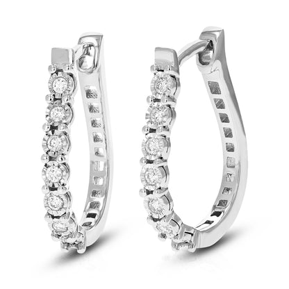 Round Prong Diamond Huggie Earrings