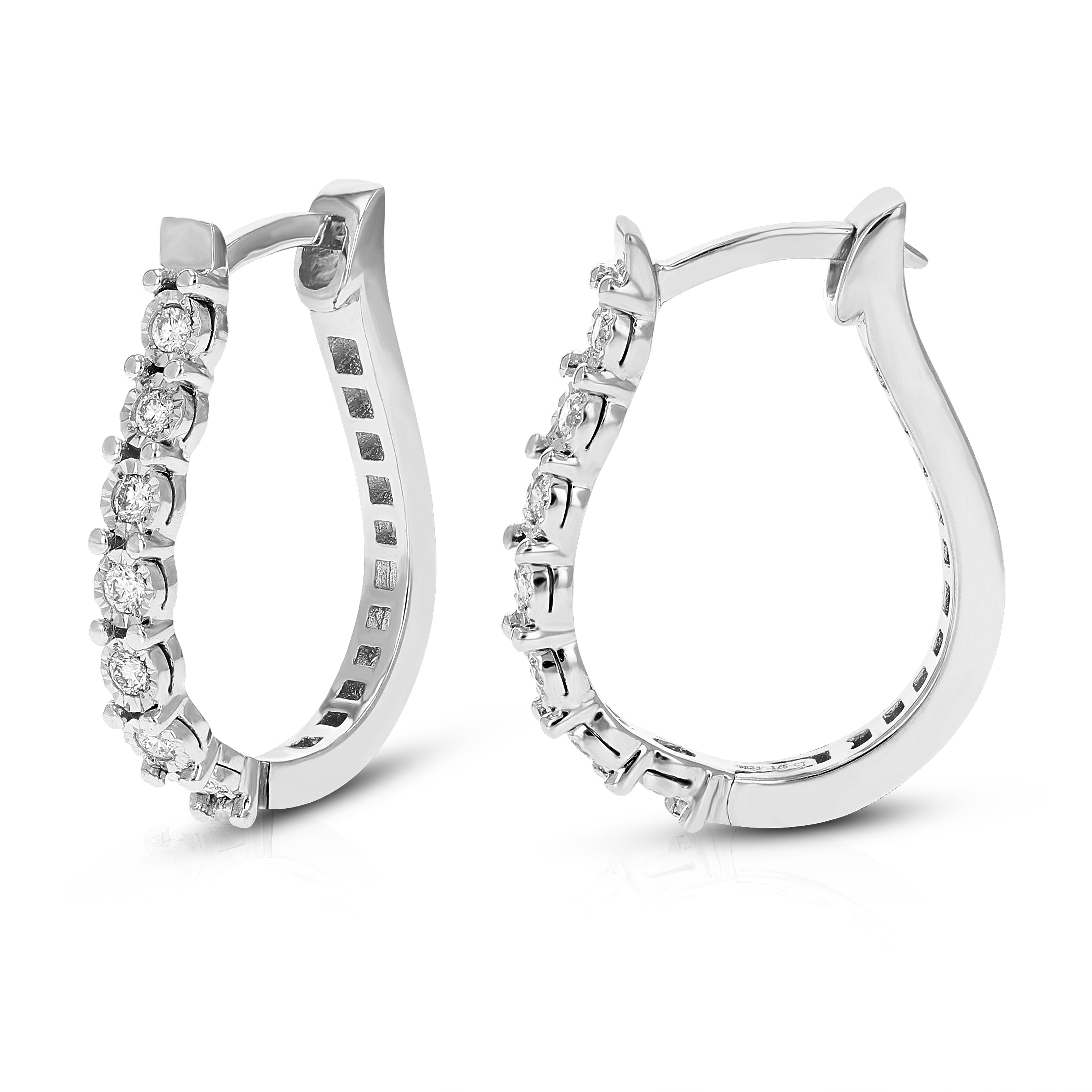 Round Prong Diamond Huggie Earrings