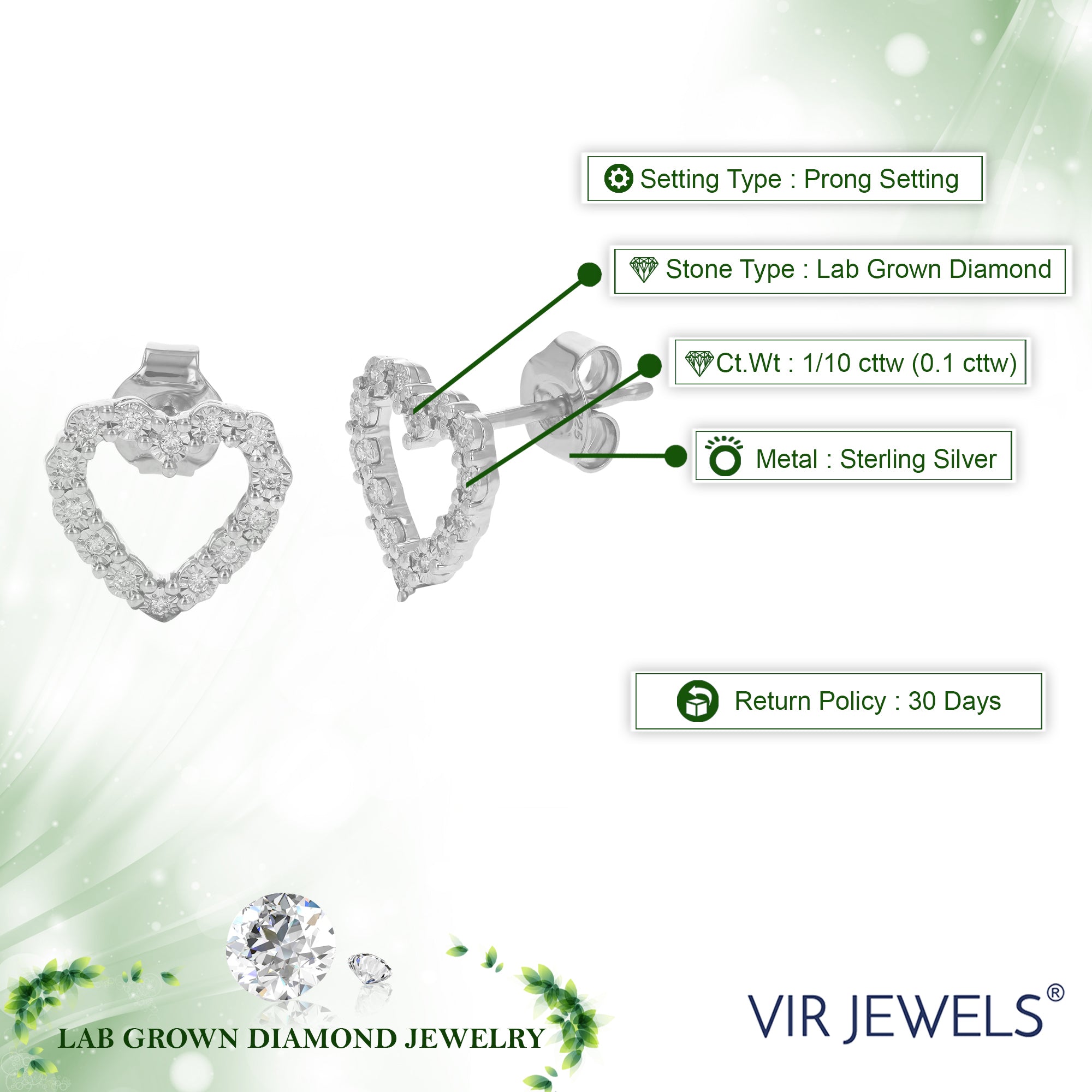 Heart Outline Diamond Stud Earrings