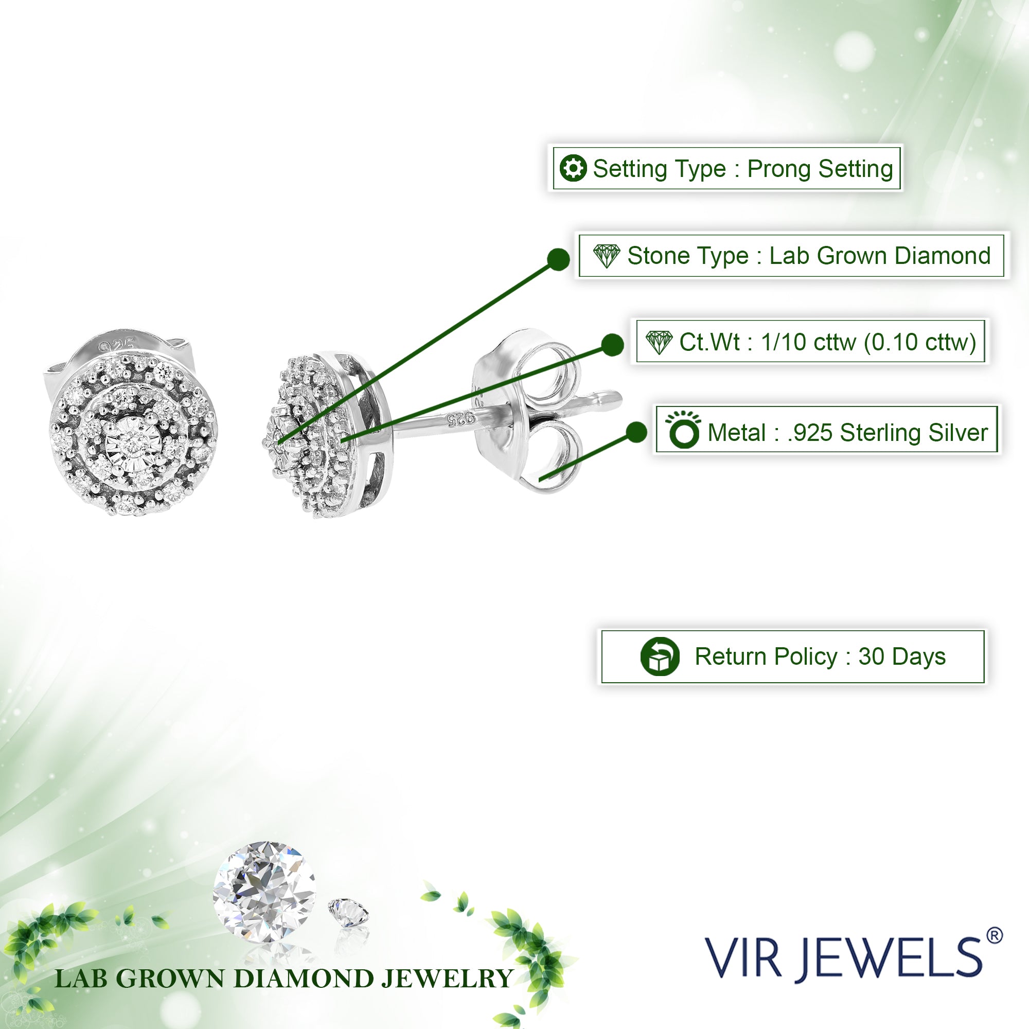 Composite Diamond Mystical Stud Earrings