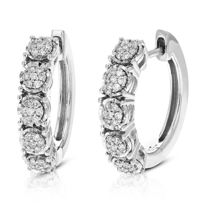 Cluster Round Diamond Hoop Earrings