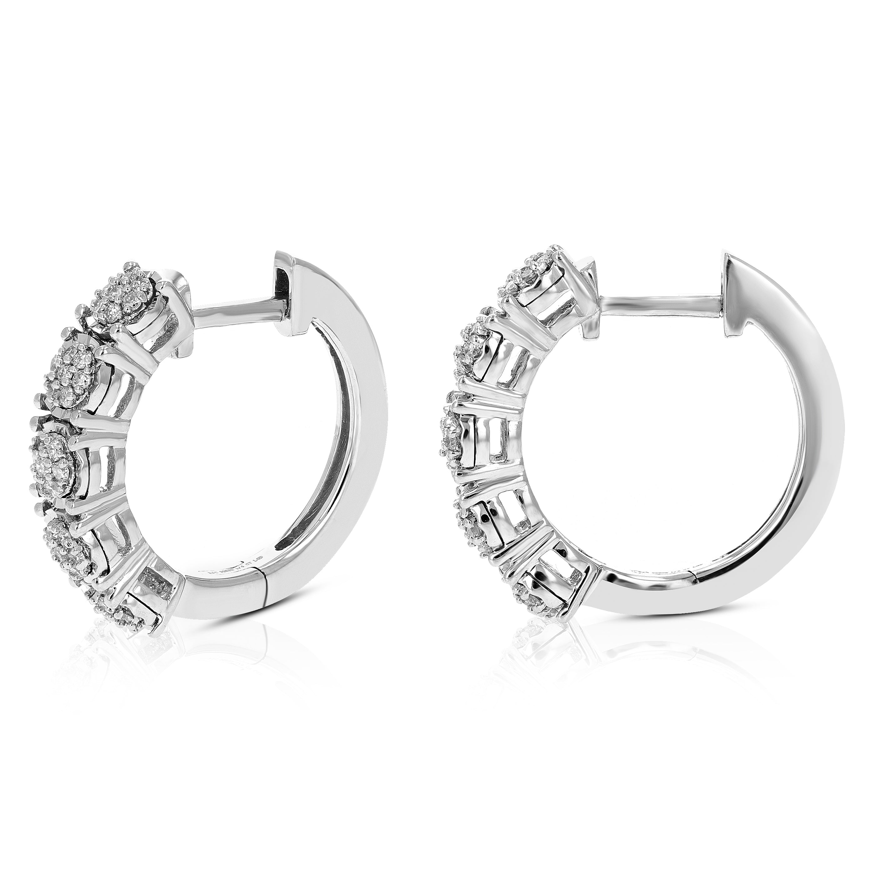 Cluster Round Diamond Hoop Earrings