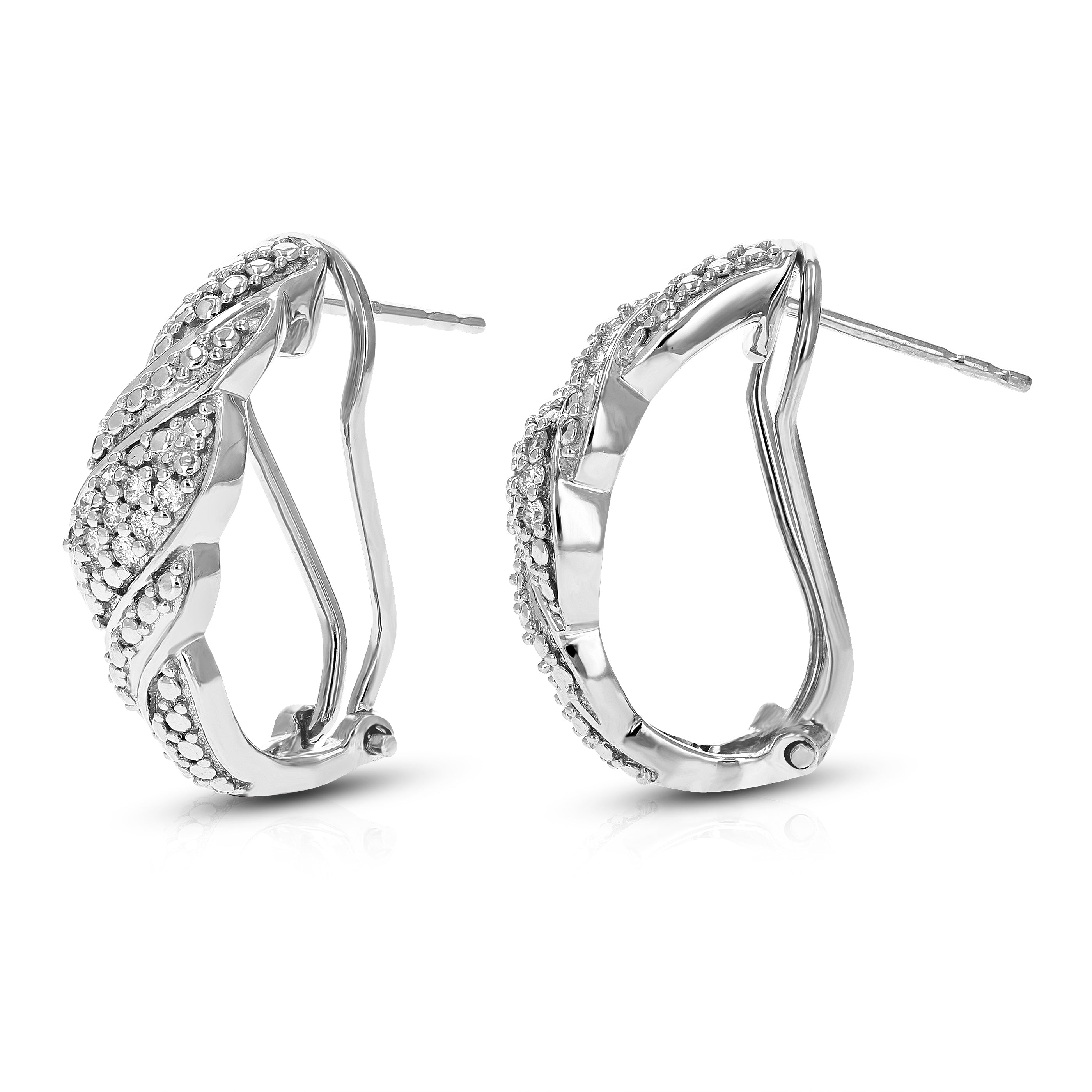 1 CTTW Diamond Cluster Twist Hoop Earrings in Sterling Silver cheapest By La4ve Diamonds