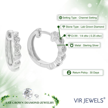 Round Channel Diamond Hoop Earrings