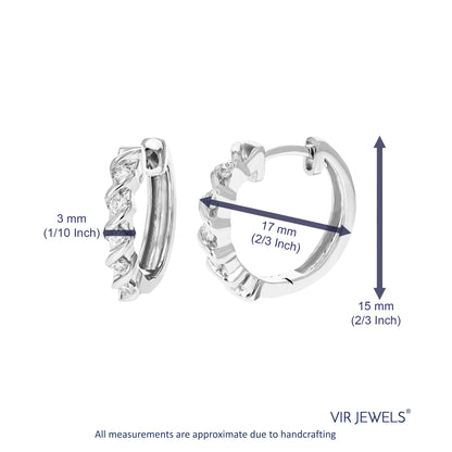 Round Channel Diamond Hoop Earrings