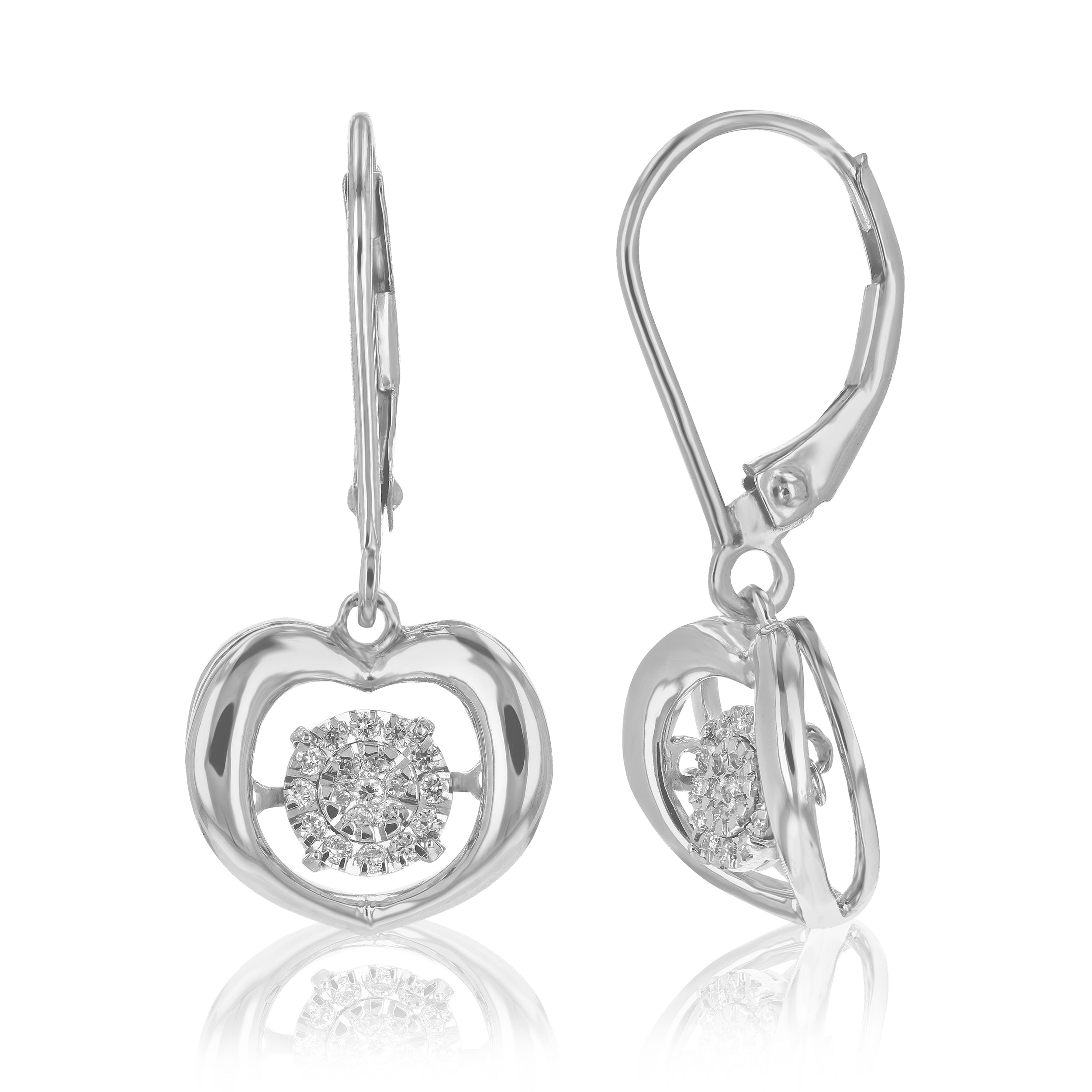 Heart Drop Diamond Dangle Earrings