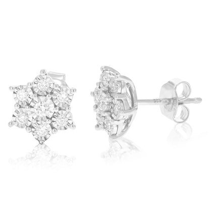 Flower Composite Diamond Stud Earrings