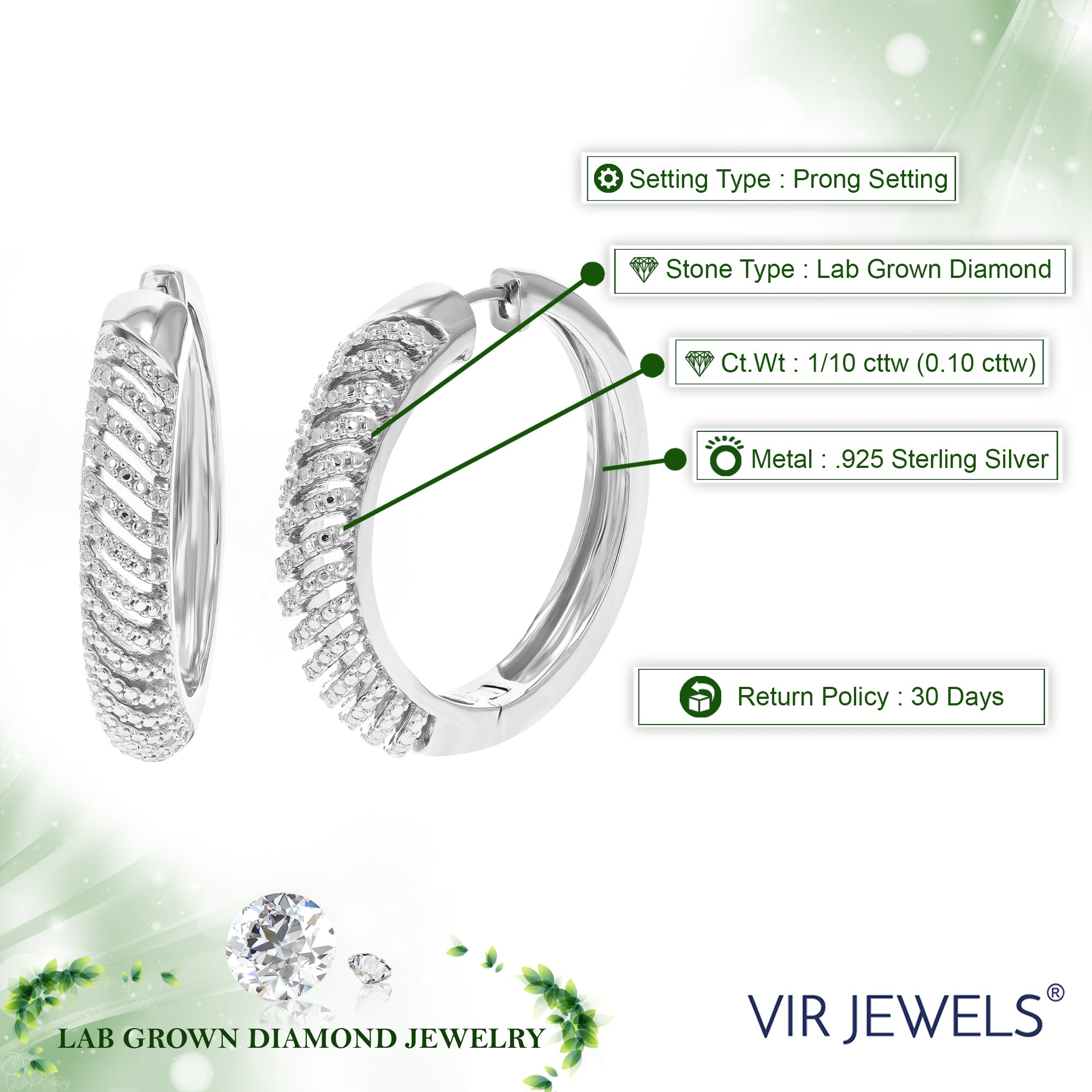 Dome Round Diamond Hoop Earrings