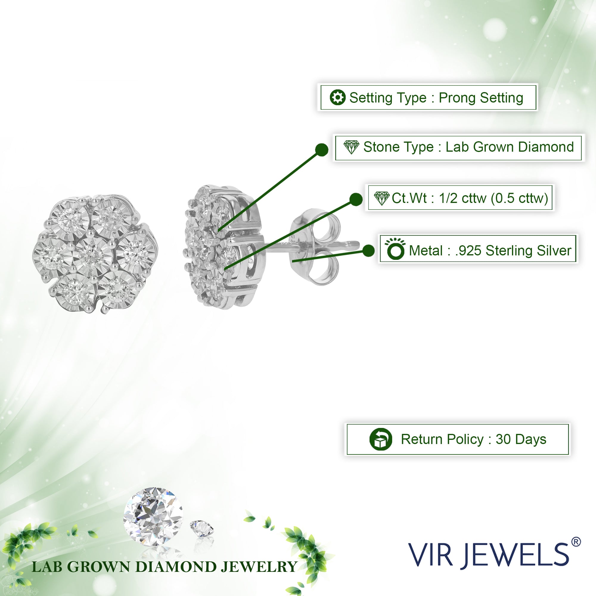 Flower Diamond Stud Earrings