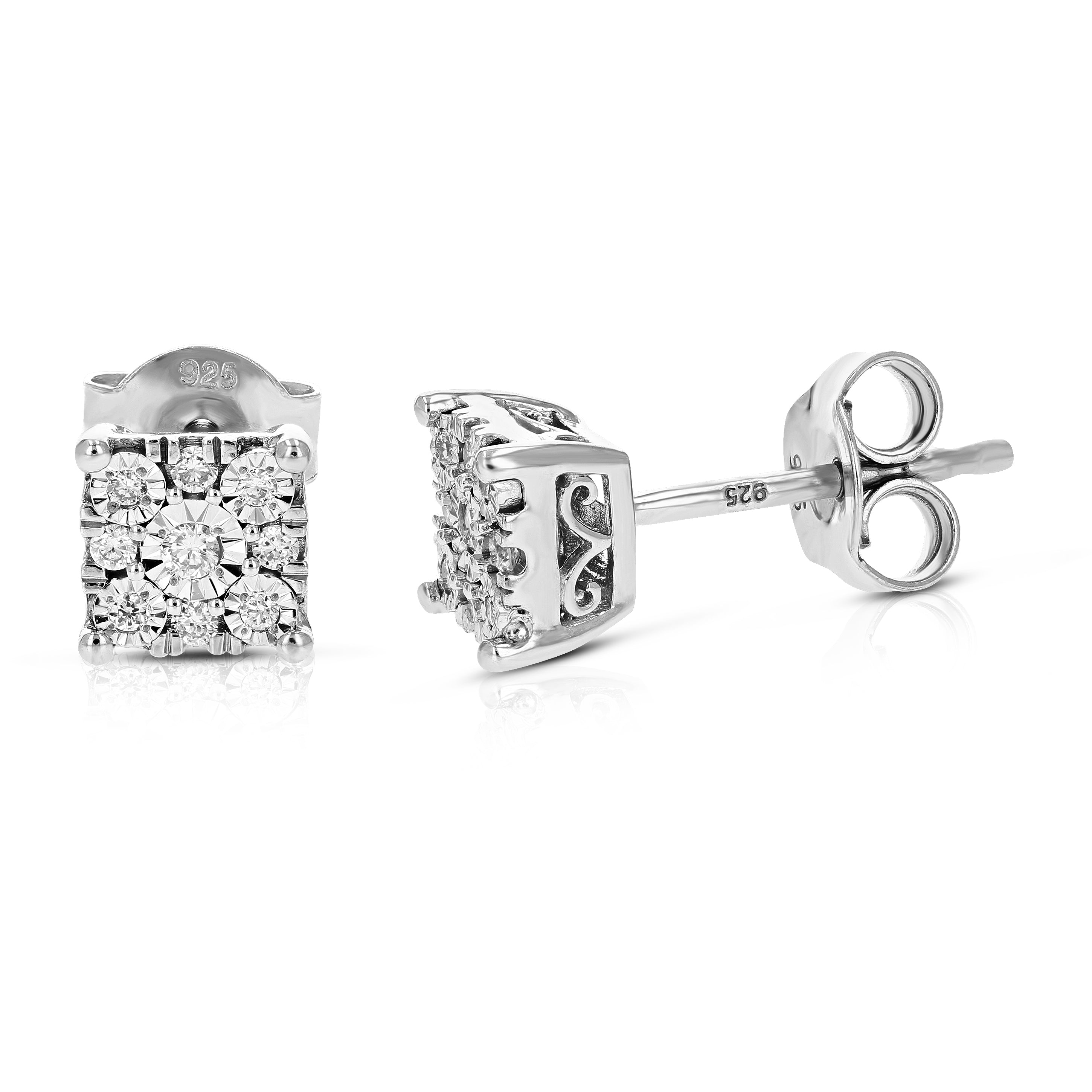 Composite Diamond Squared Stud Earrings