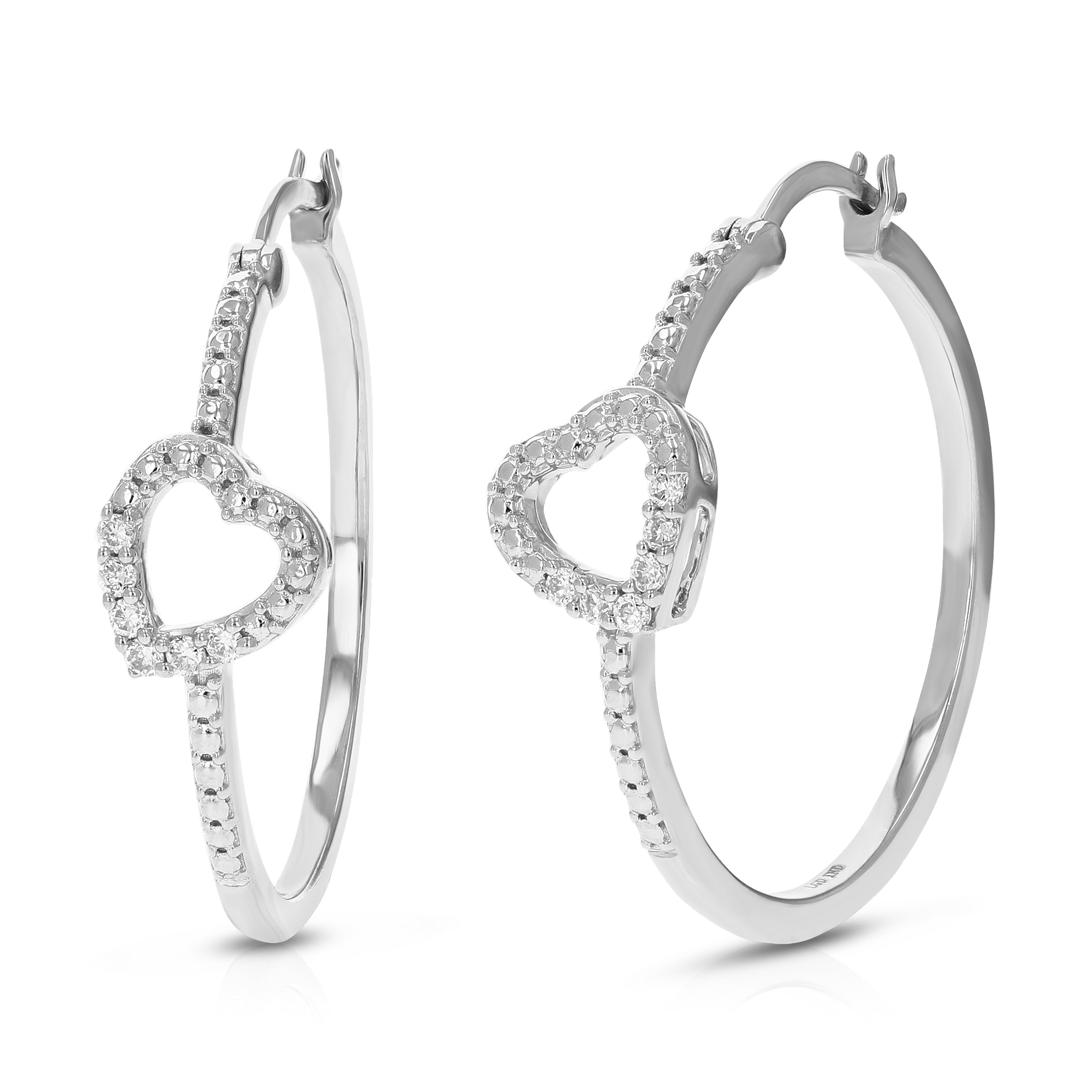 Heart Diamond Hoop Earrings