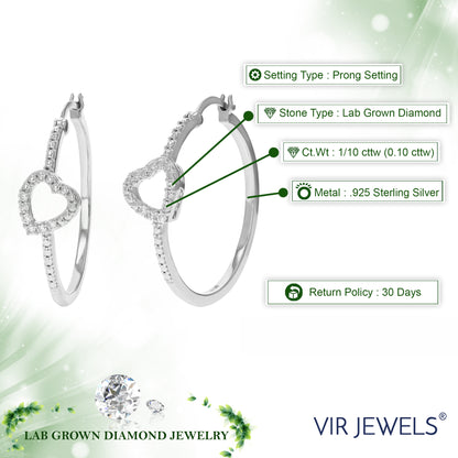 Heart Diamond Hoop Earrings