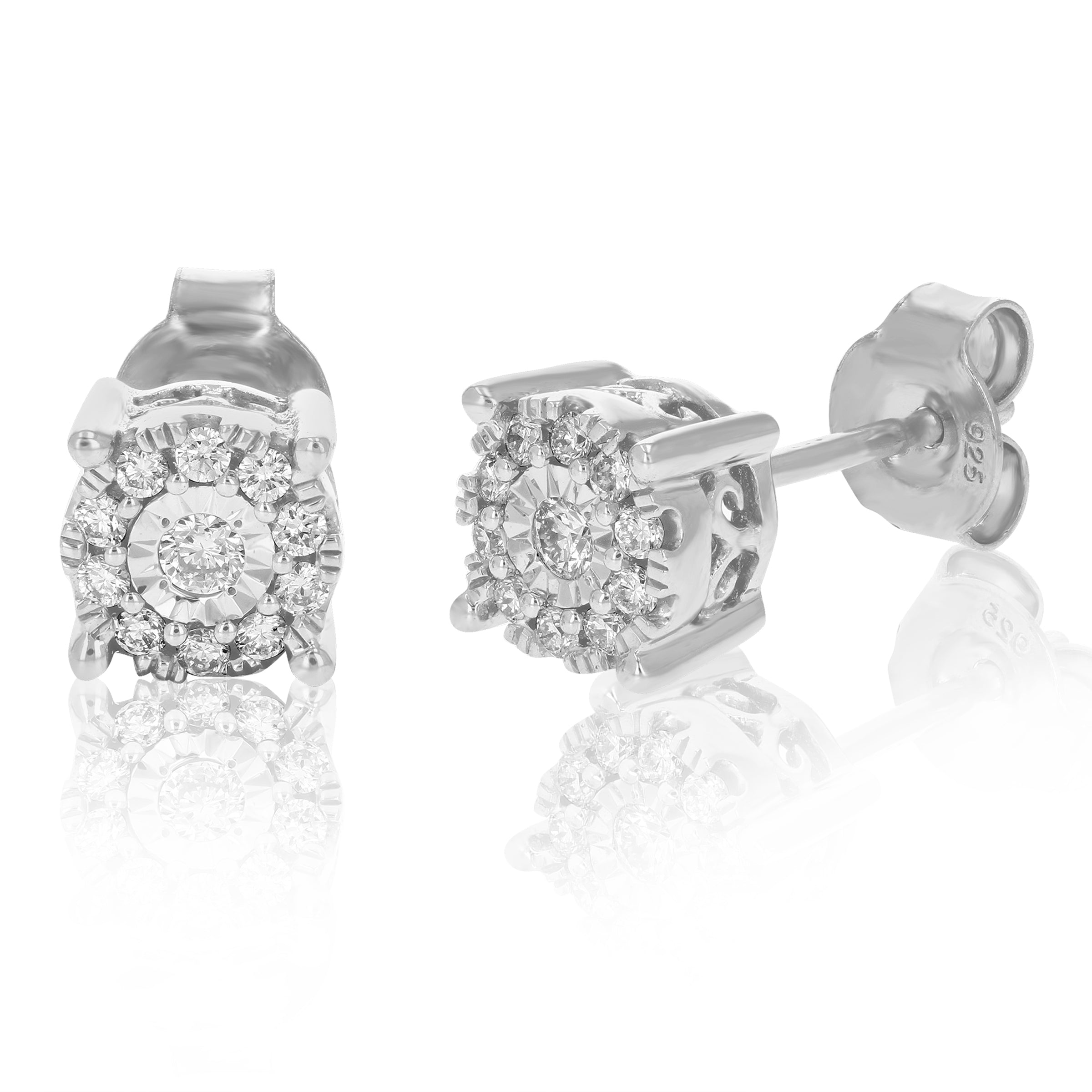 Lab Diamond Cluster Stud Earrings