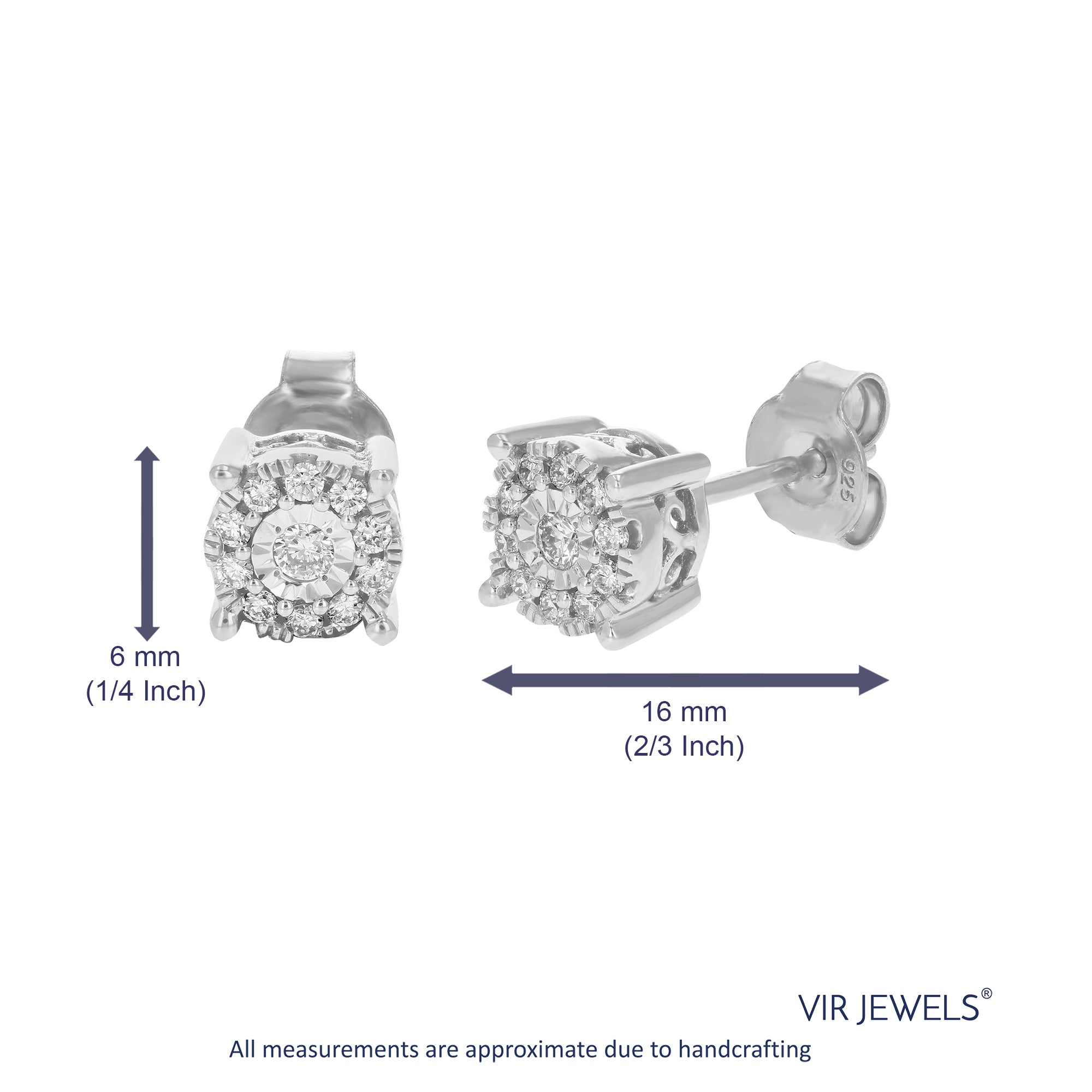 Lab Diamond Cluster Stud Earrings