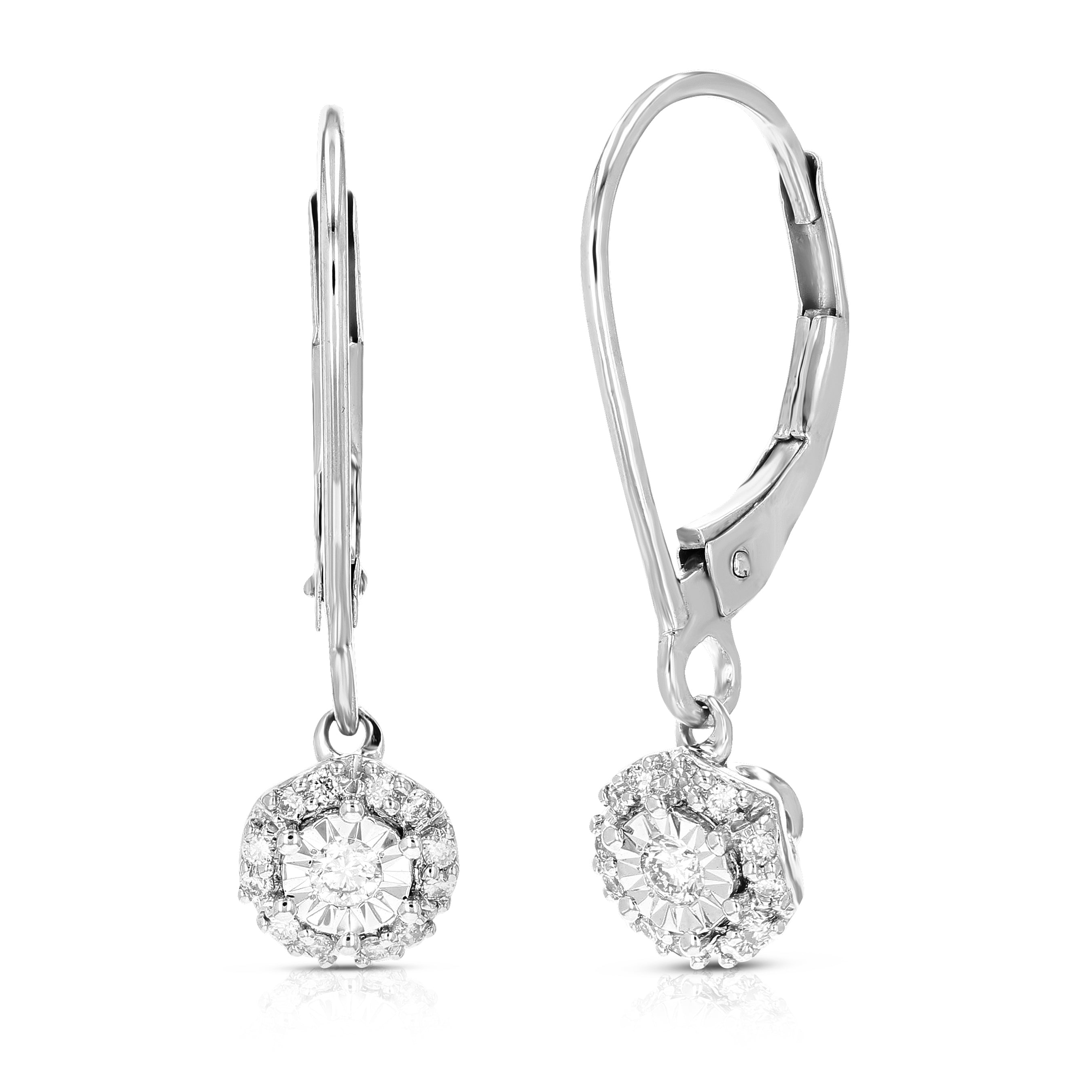 Round Diamond Dangle Earrings