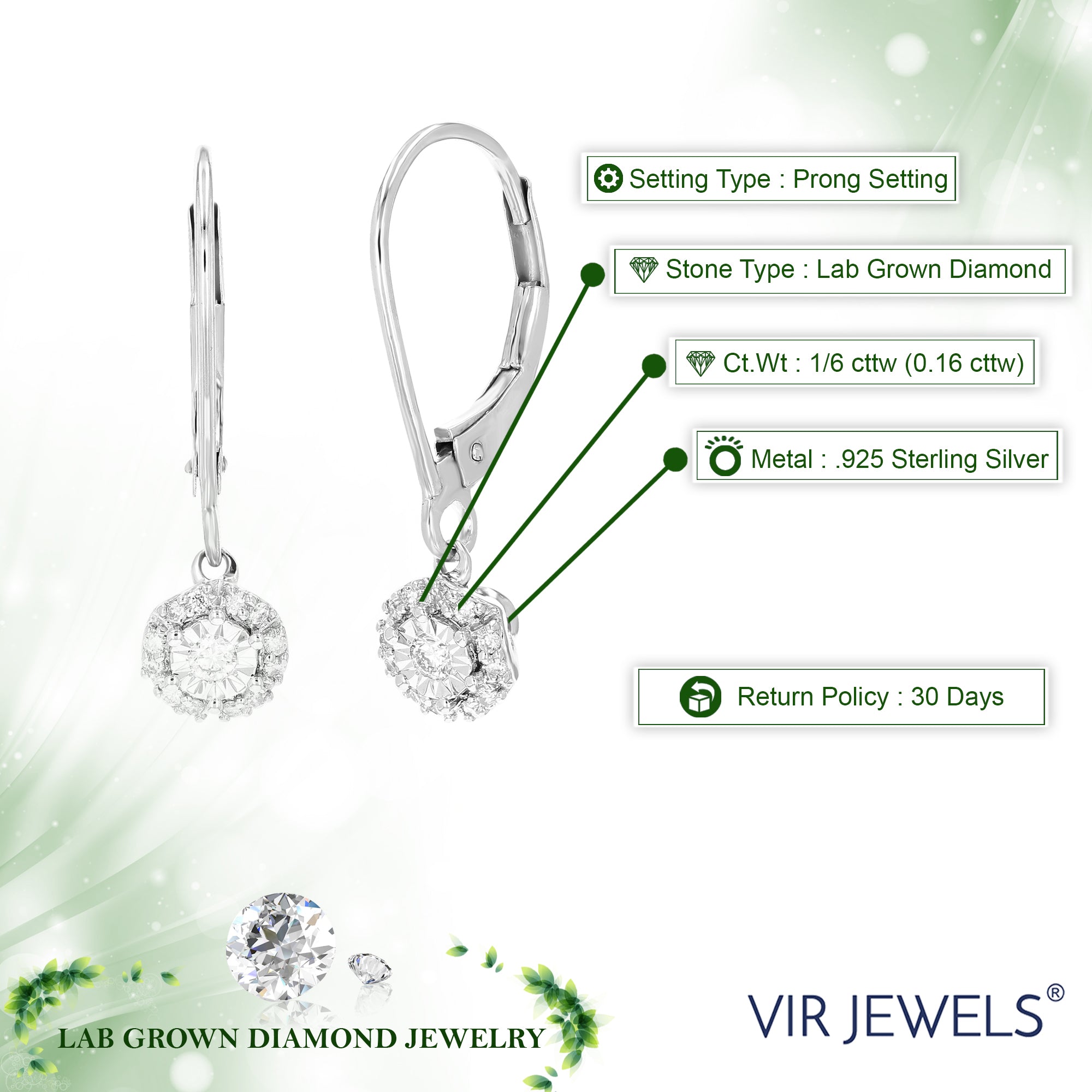 Round Diamond Dangle Earrings