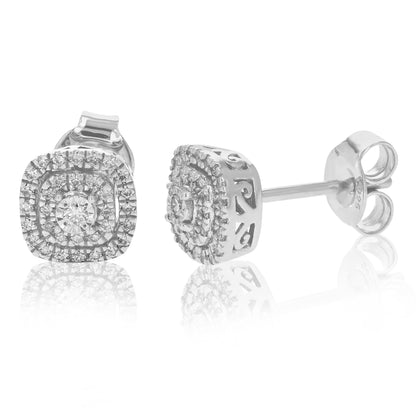 Cushion Cluster Diamond Stud Earrings