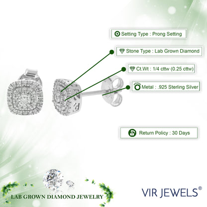 Cushion Cluster Diamond Stud Earrings