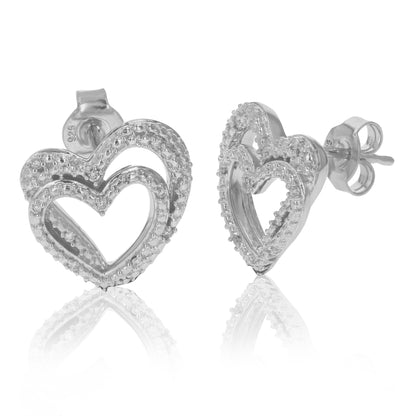 Double Heart Diamond Earrings