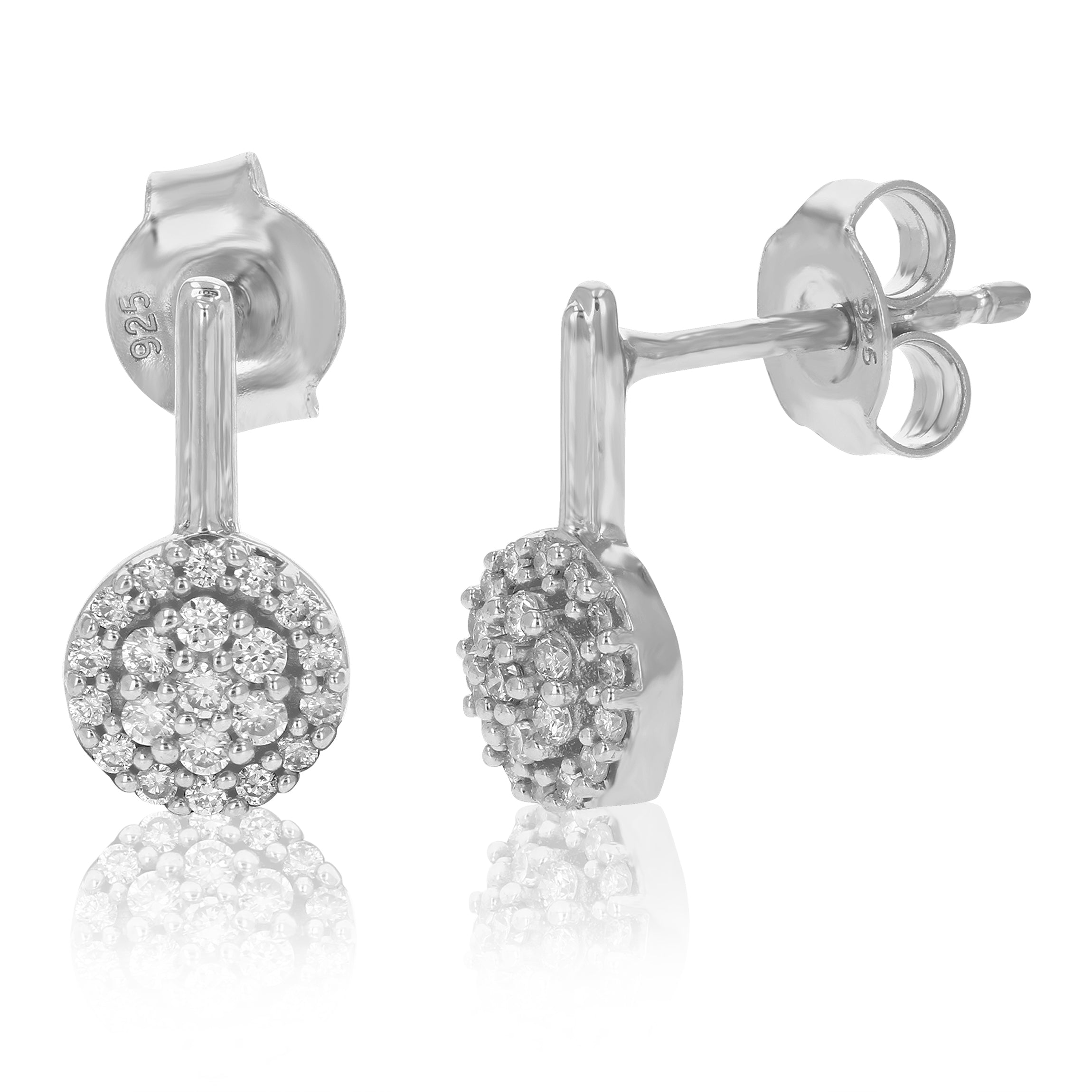 Round Diamond Drop Earrings