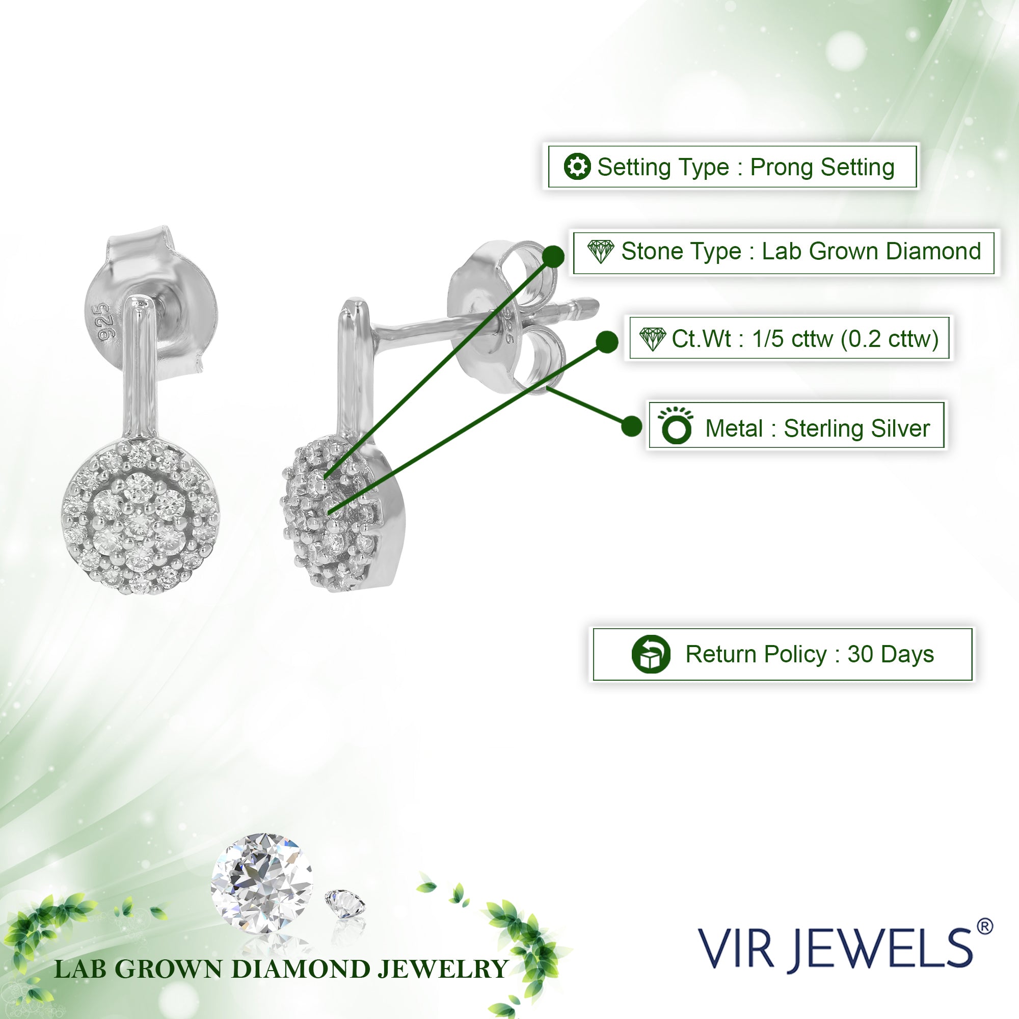 Round Diamond Drop Earrings