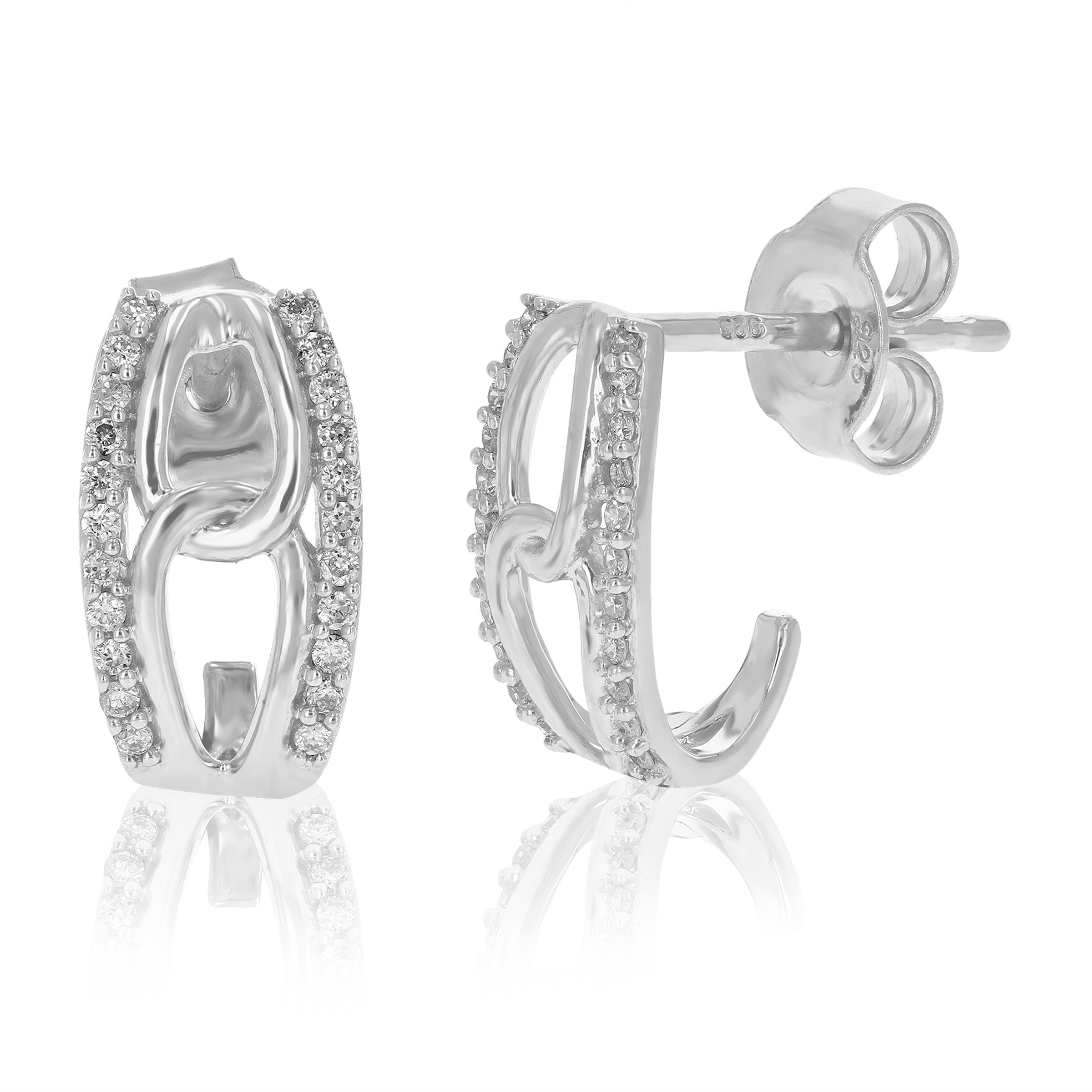 Diamond Semi Hoop Earrings